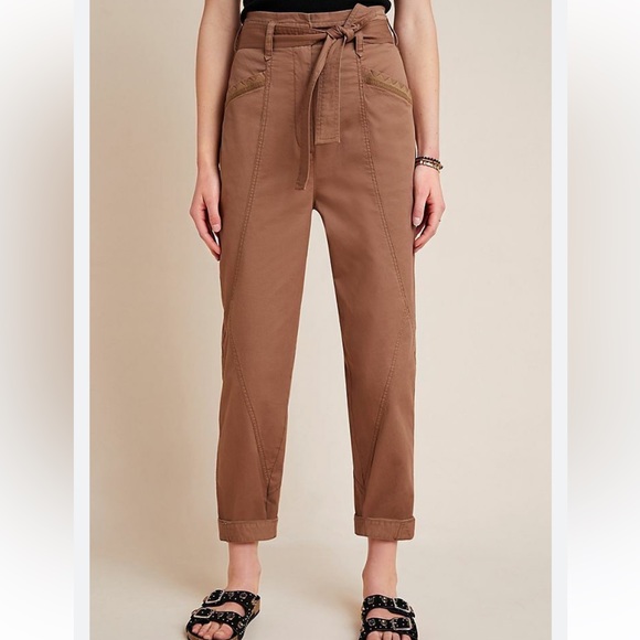 Anthropologie Ellie Utility Embroidered Trouser pants high waisted - Picture 2 of 16